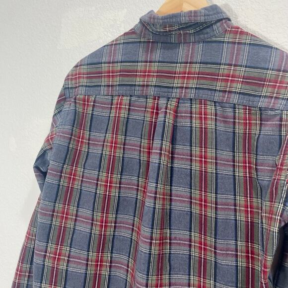 Vintage 90s L.L. Bean Scotch Plaid Flannel Button Up Long Sleeve Shirt Medium - Picture 4 of 10